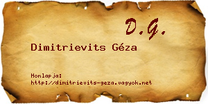 Dimitrievits Géza névjegykártya